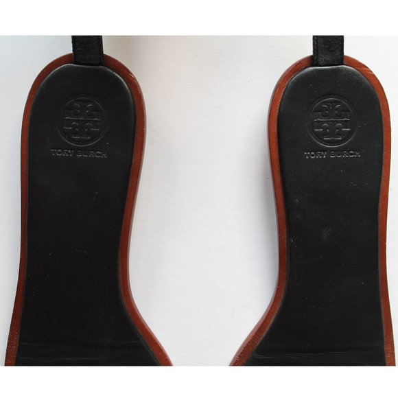 Tory Burch Gabrielle Sandal with Ankle Strap / Size 7.5 / Black Logo Leather - Picture 6 of 12